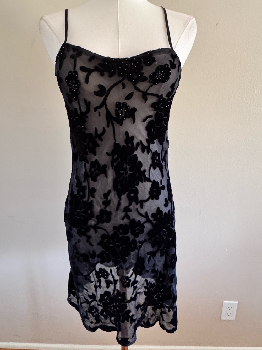 Vintage Victoria’s Secret Collection Silk Velvet Burnout Beaded Slip Dress S